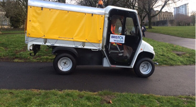 Electric truck assists street cleansing team