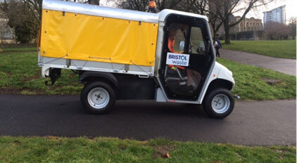 Electric truck assists street cleansing team