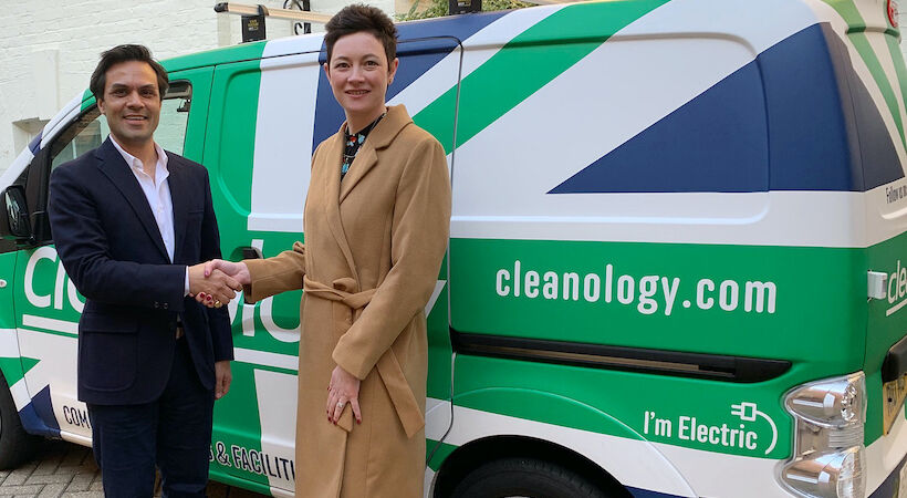 Dominic Ponniah, CEO of Cleanology, with Juliet Widdecombe.