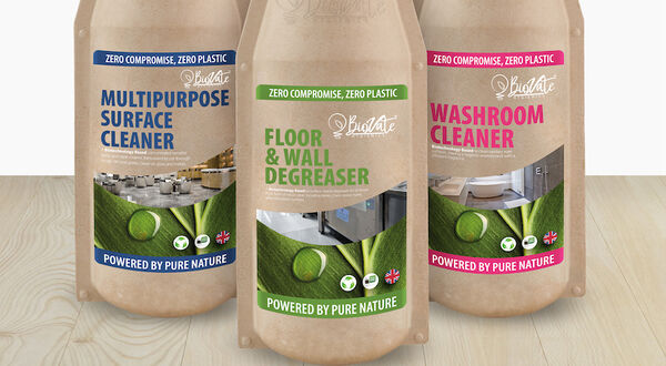 Plastic free bottles for commercial cleaning products