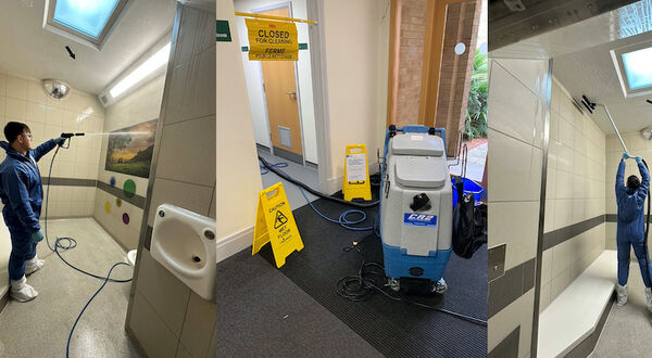 Touch-free technology for washroom cleaning