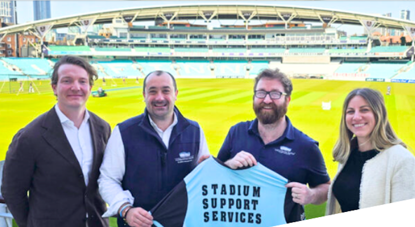 From left: Zachary Halliday (Head of Facilities & Development, SCCC), Joseph Noble (Commercial Director, Stadium Support Services), Scott Hudson (Managing Director, Stadium Support Services), and Jess Stapleton (Operations Director, SCCC).